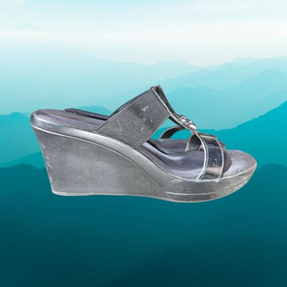 NEW in Box Anne Klein Sport Patent Leather Wedge Sandles Size 8.5 (4463) - Picture 4 of 4